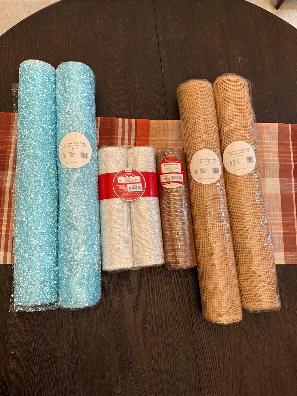 Craft Deco Mesh Roll Bundle - Blue, White, Brown